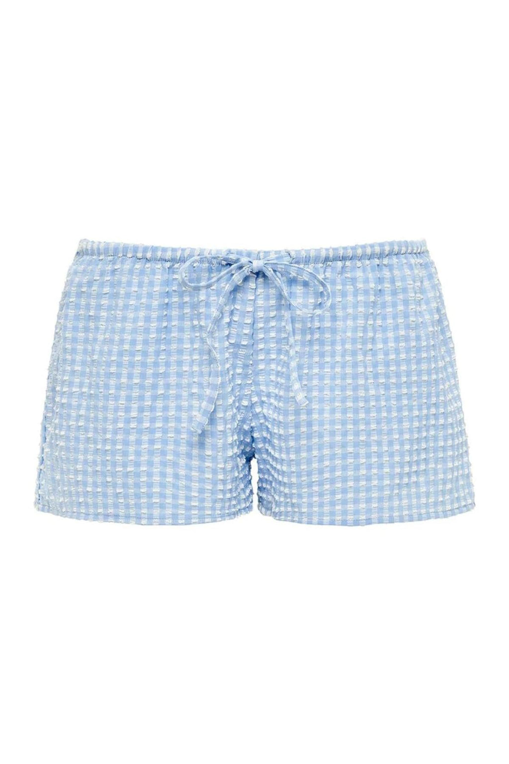 Peri Micro Gingham Low-Rise Drawstring Short