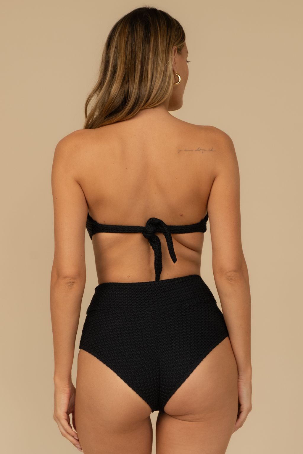 Black Crochet Added Coverage High Rise Bikini Bottom