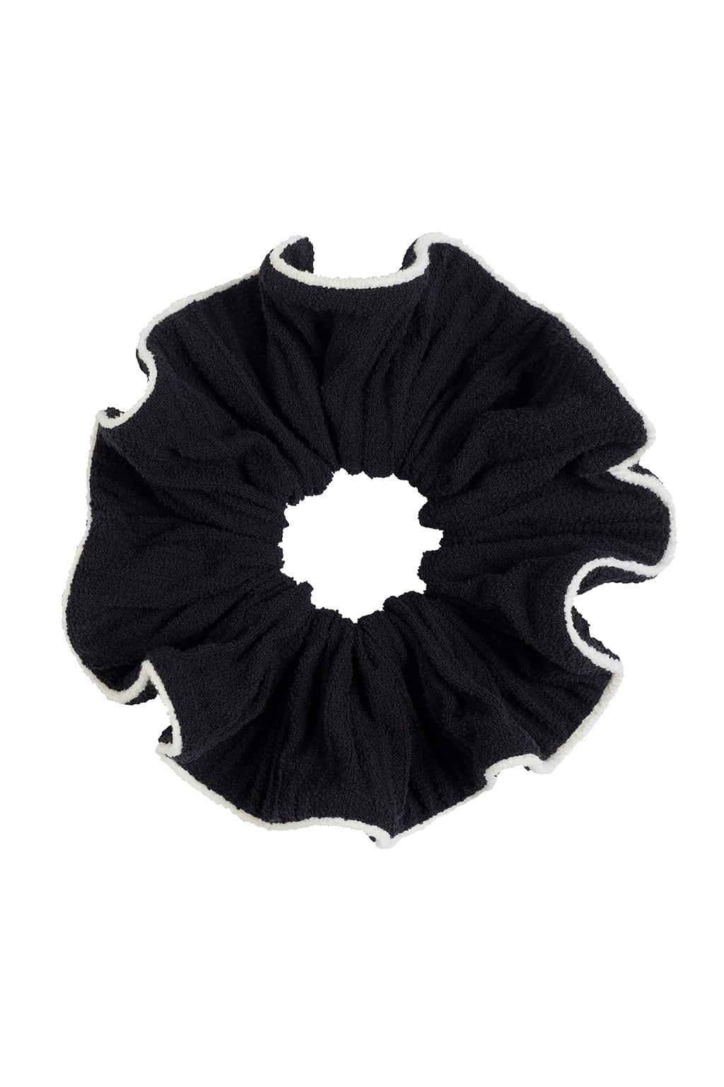 Black (Cream Binded) Terry Rib Chunky Scrunchie