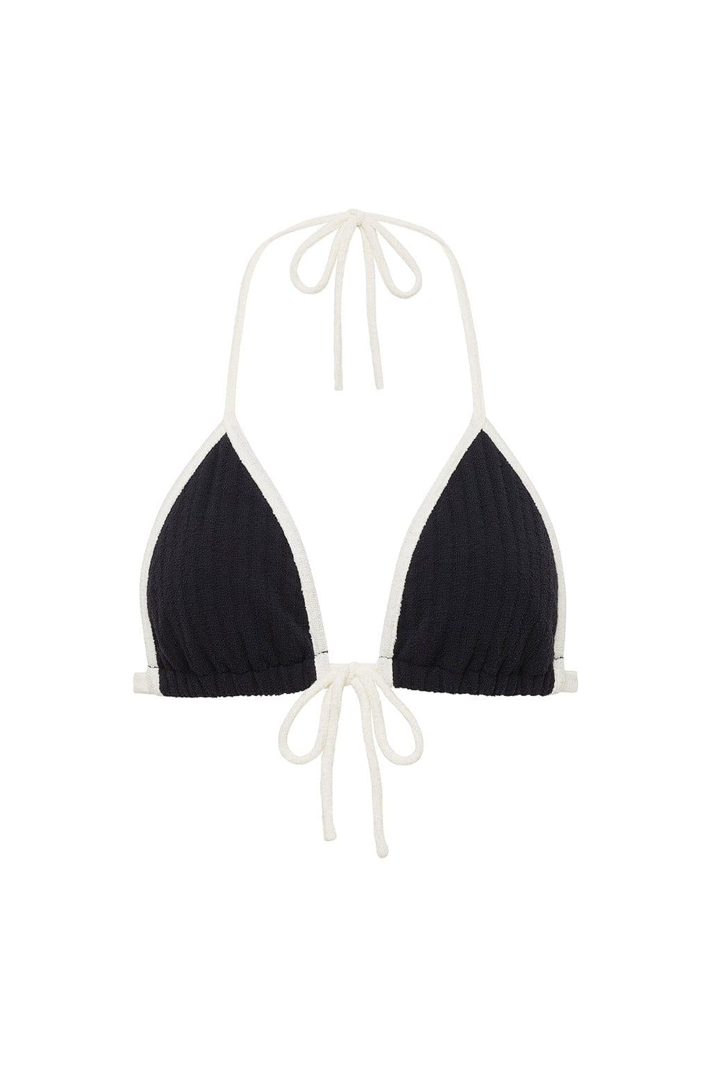 Black (Cream Binded) Terry Rib Emma Bikini Top