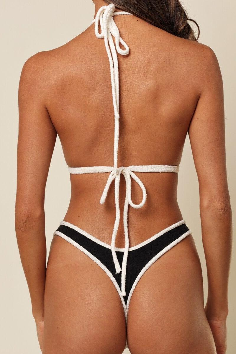Black (Cream Binded) Terry Rib Emma Bikini Top