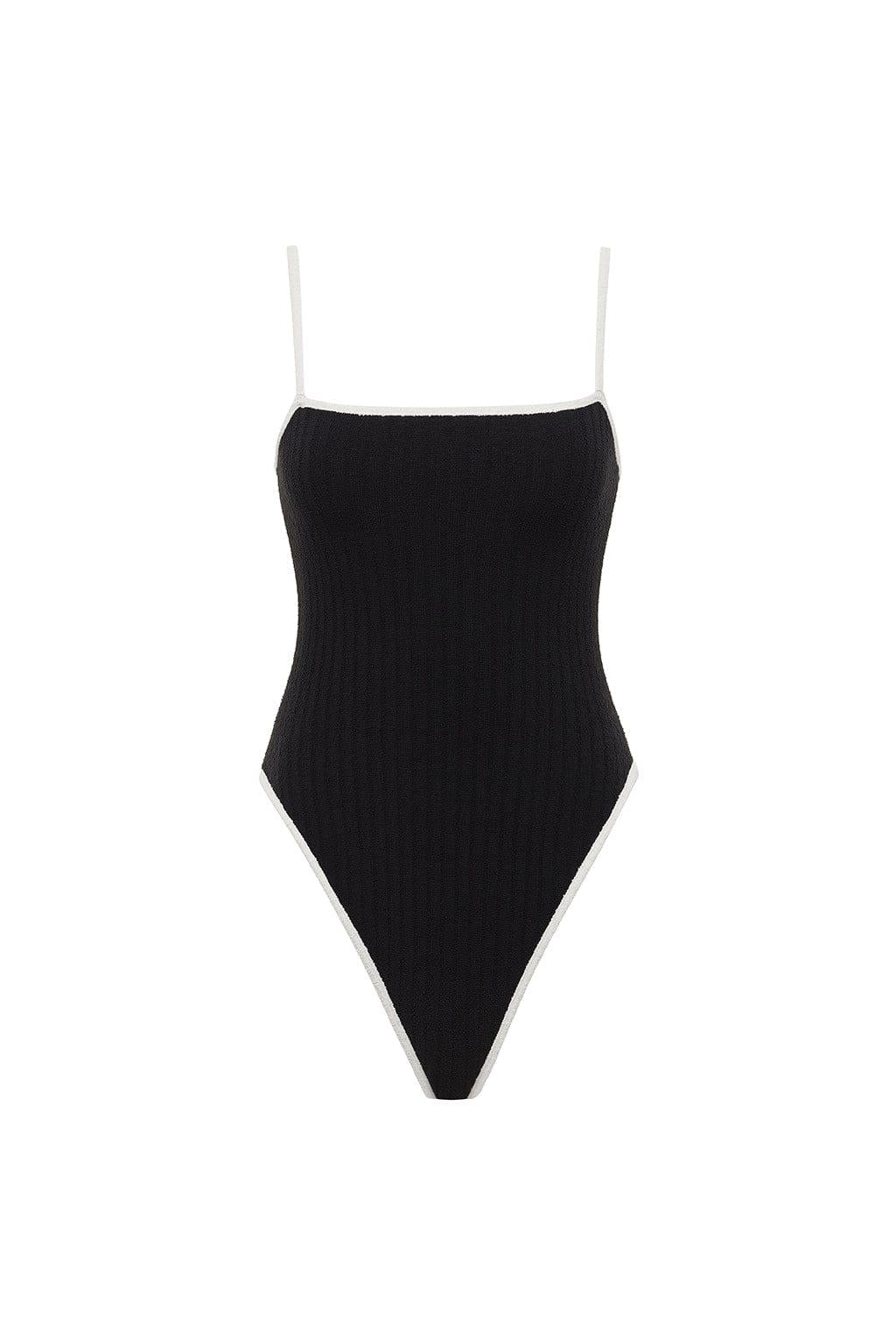 Black (Cream Binded) Terry Rib Jacelyn One-Piece