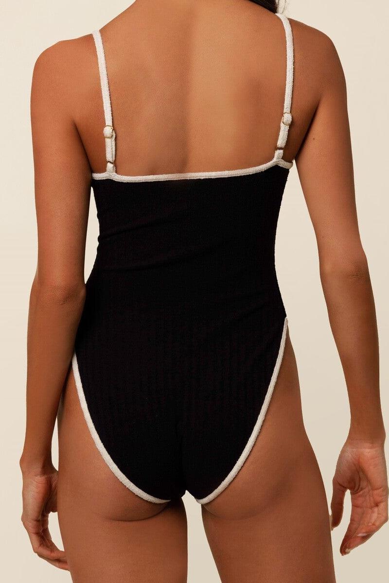 Black (Cream Binded) Terry Rib Jacelyn One-Piece