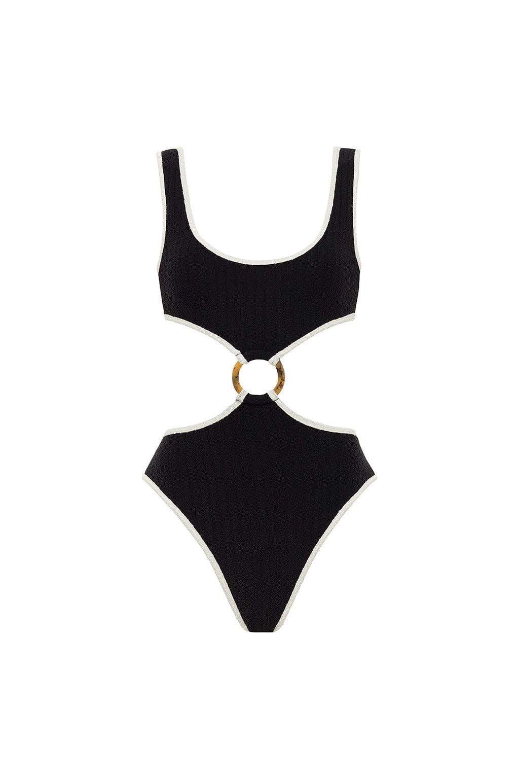 Black (Cream Binded) Terry Rib Ky One-Piece