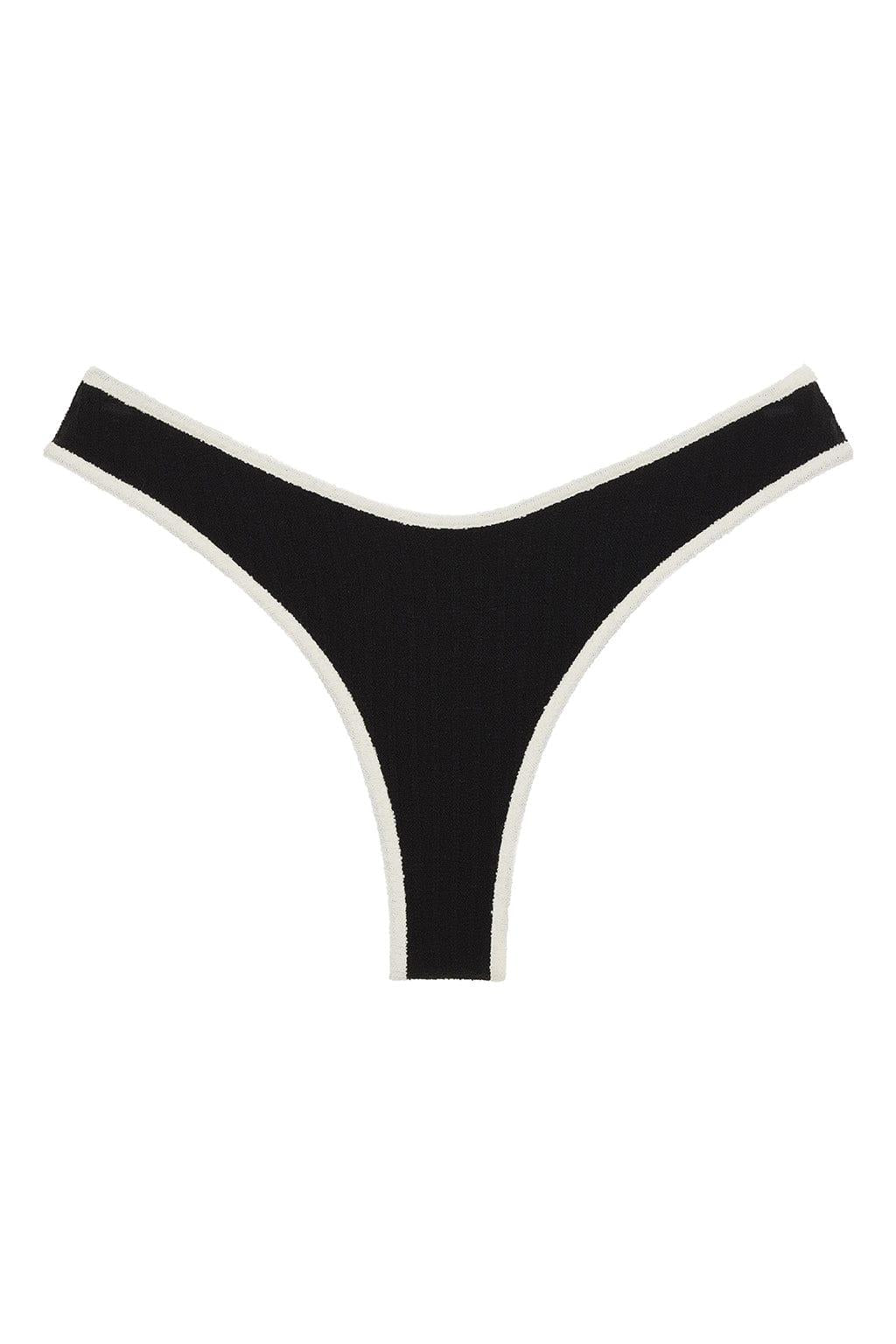 Black (Cream Binded) Terry Rib Lulu Bikini Bottom