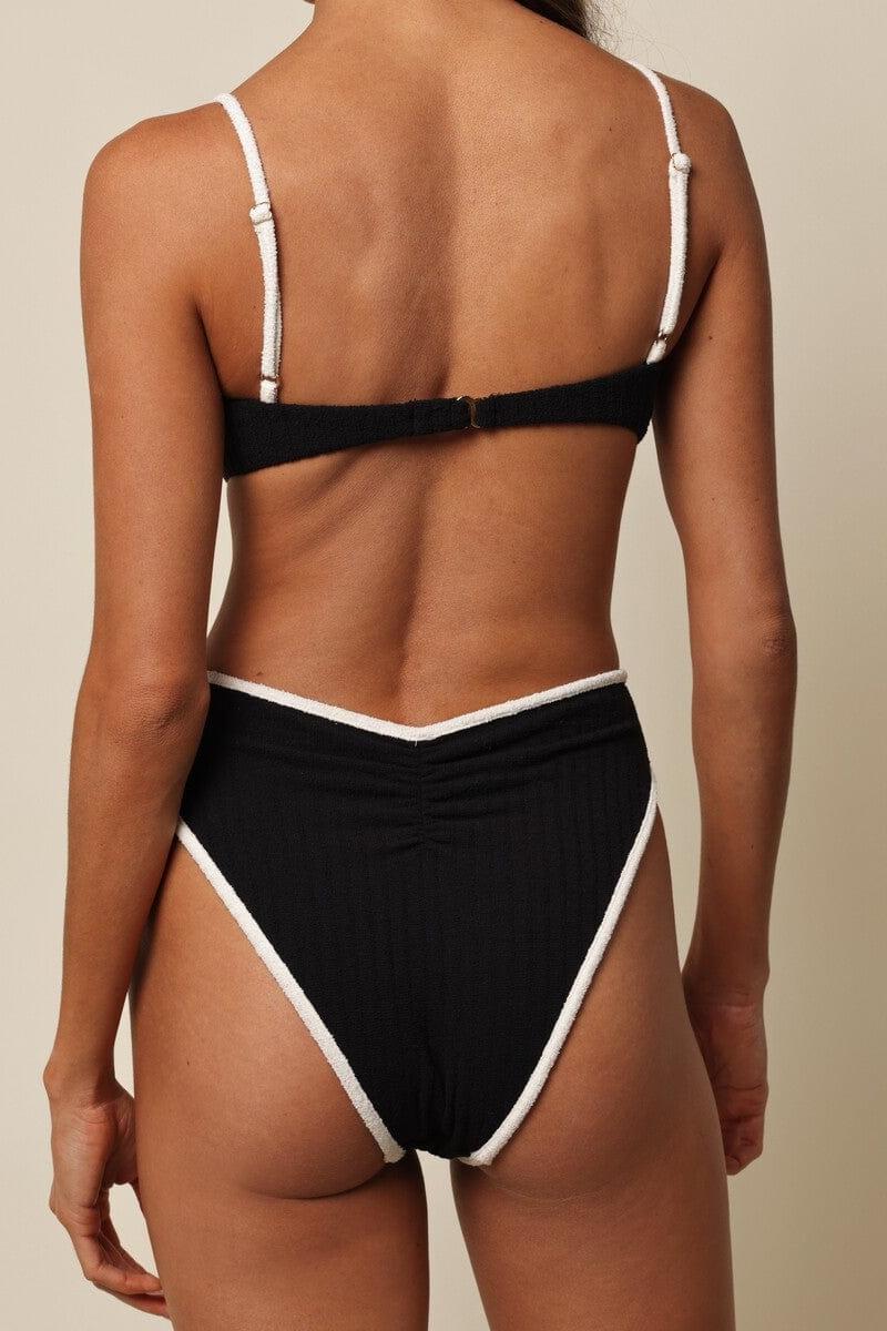Black (Cream Binded) Terry Rib Paula Bikini Bottom