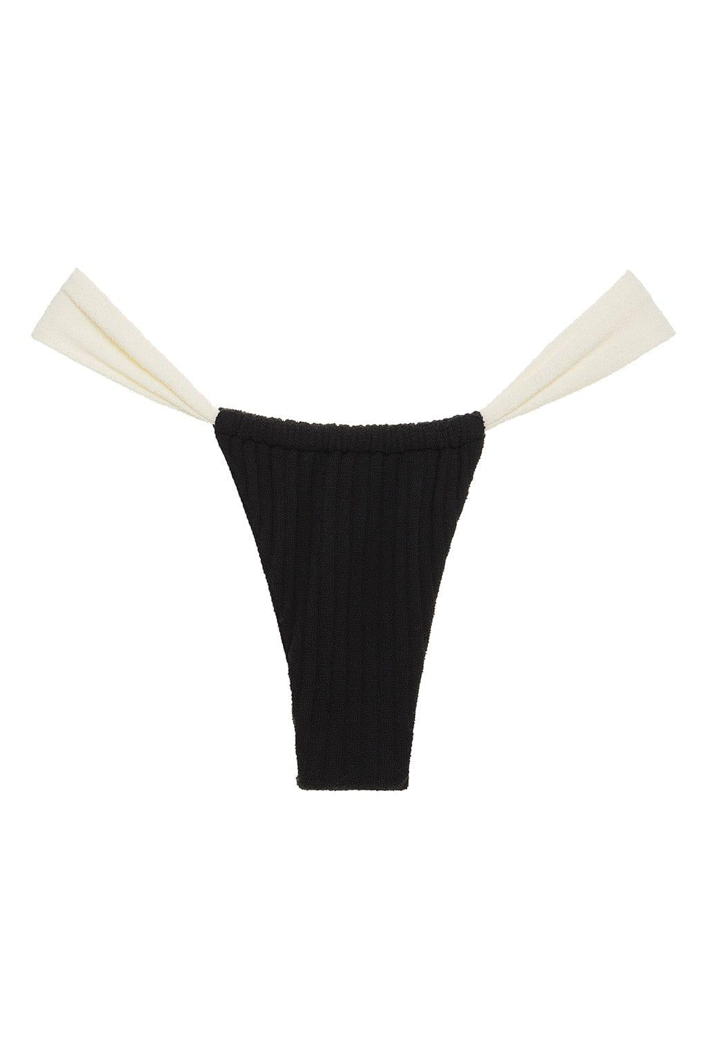 Black (Cream Binded) Terry Rib Sandra Bikini Bottom