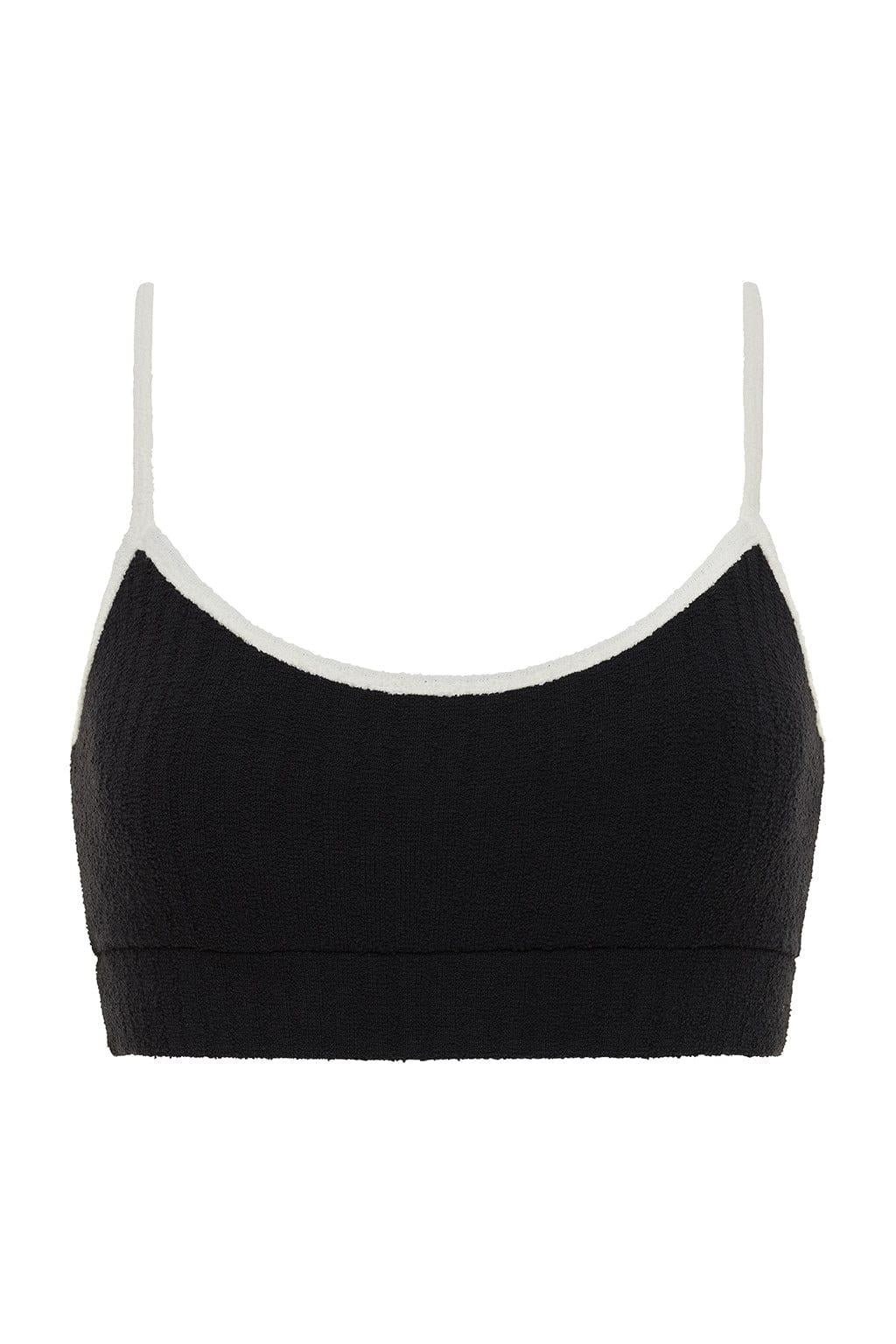 Black (Cream Binded) Terry Rib Simple Sport Top