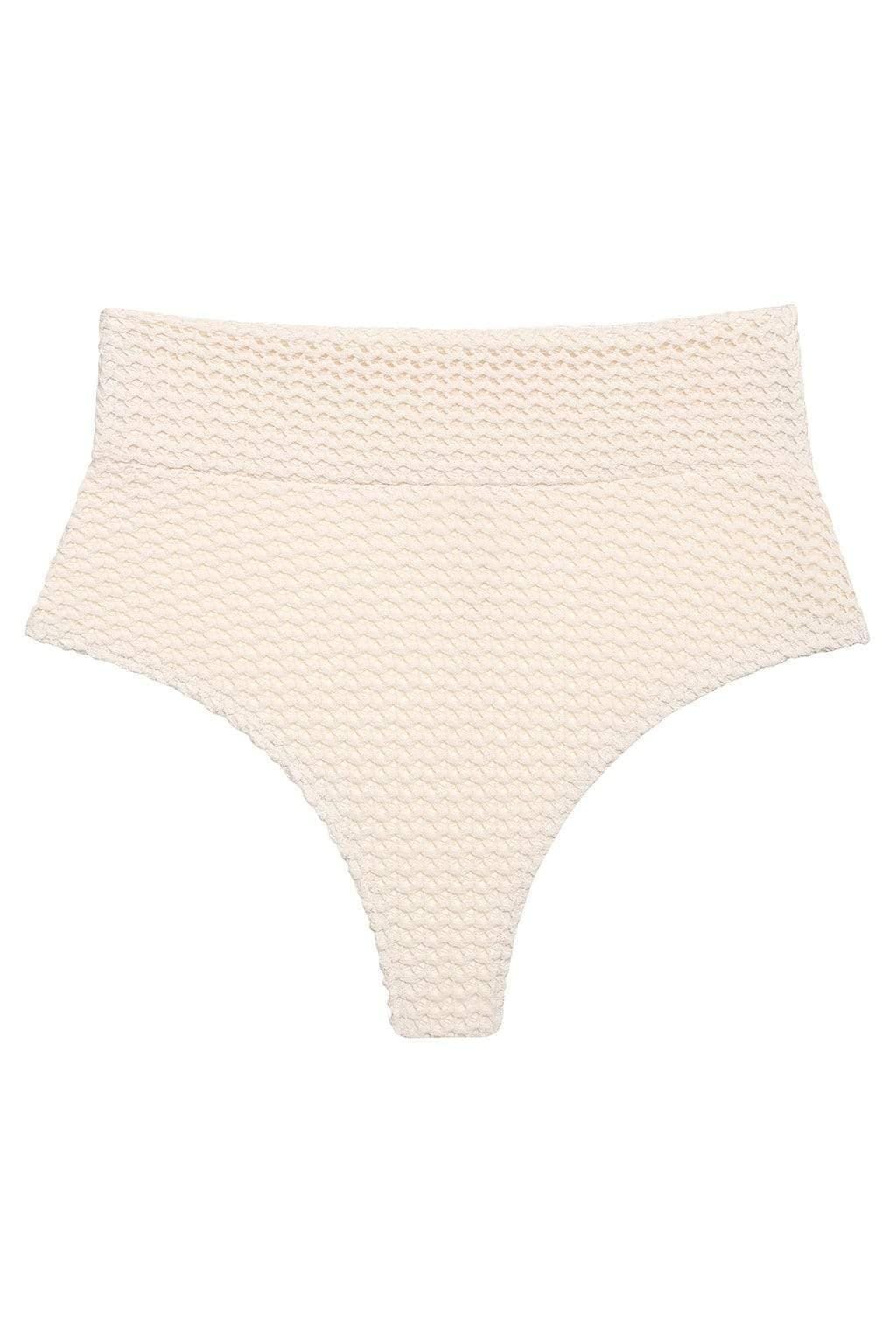 Bone Crochet Full Coverage High Rise Bikini Bottom