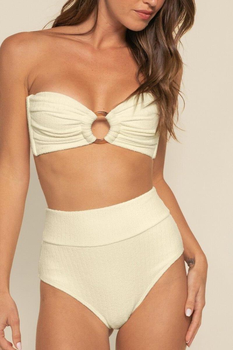 Buttercream Rib Tori Ties Bandeau Bikini Top