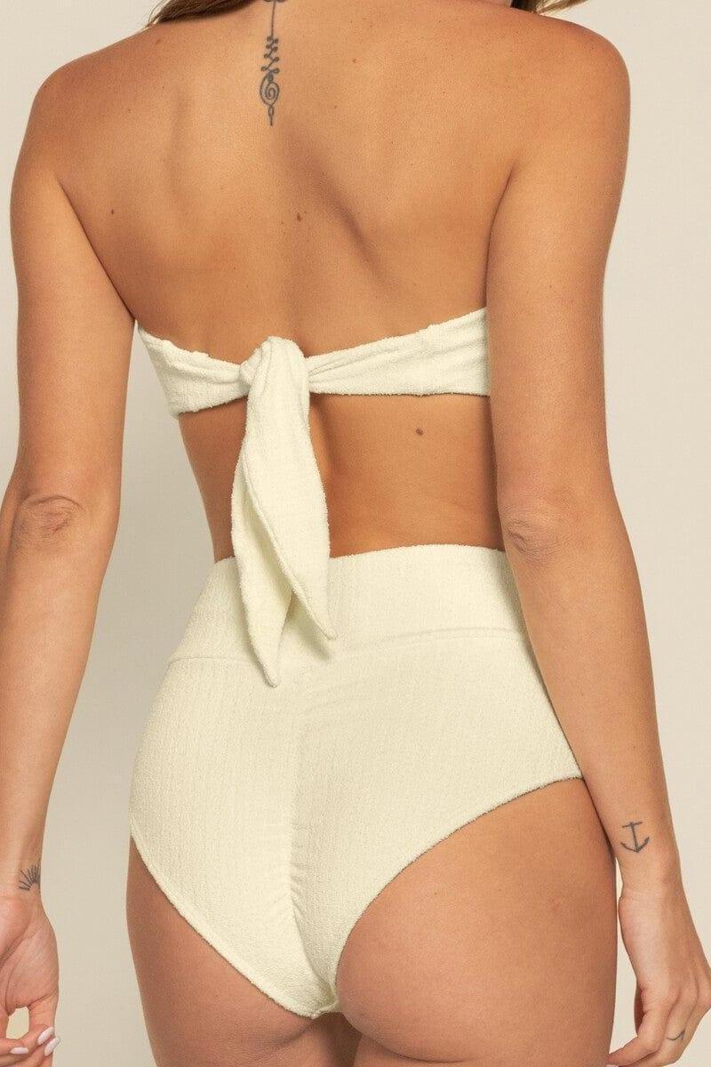 Buttercream Rib Tori Ties Bandeau Bikini Top