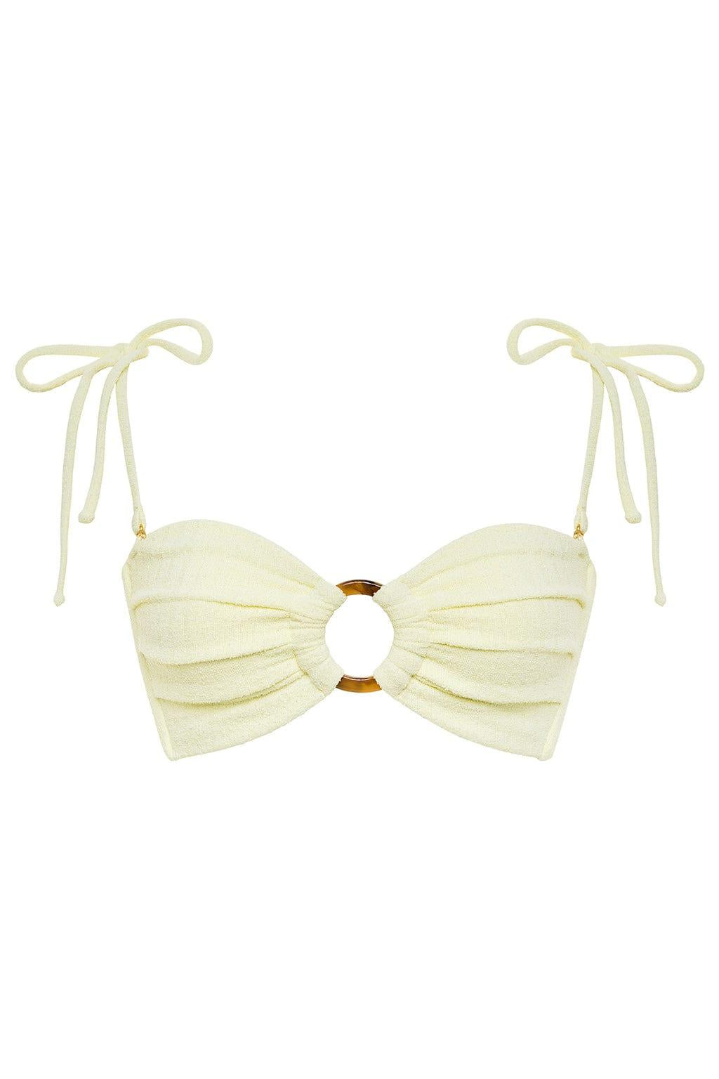 Buttercream Rib Tori Ties Bandeau Bikini Top