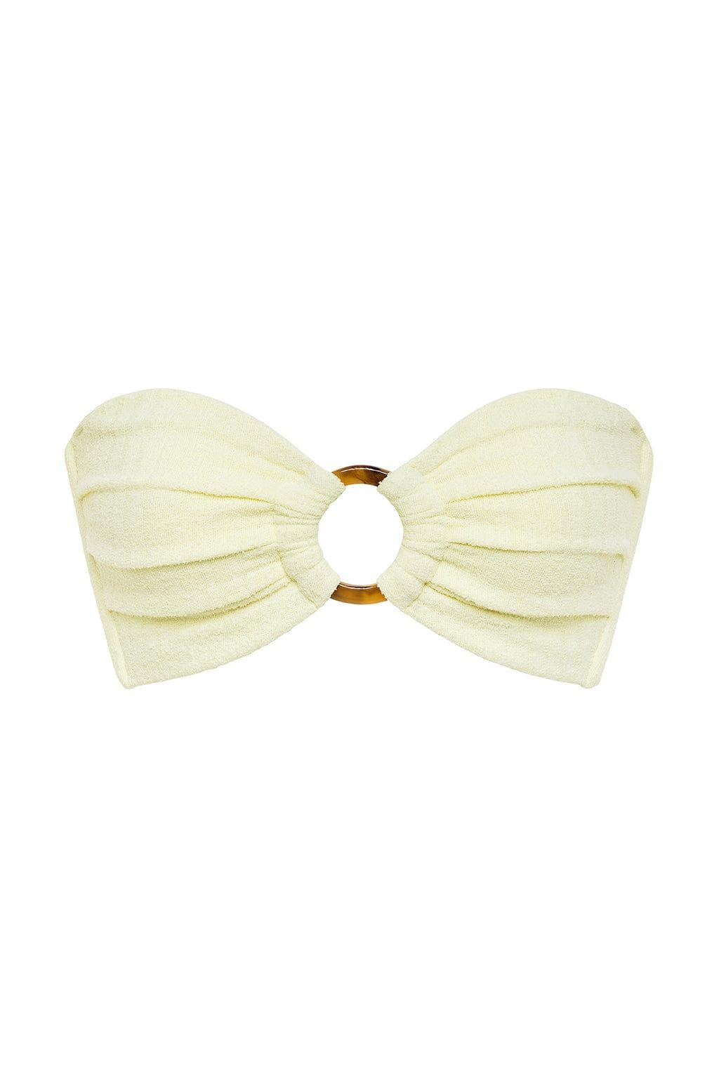 Buttercream Rib Tori Ties Bandeau Bikini Top