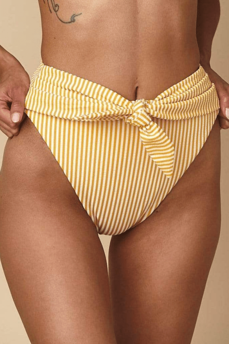 Canary Stripe Paula Tie-Up Bikini Bottom