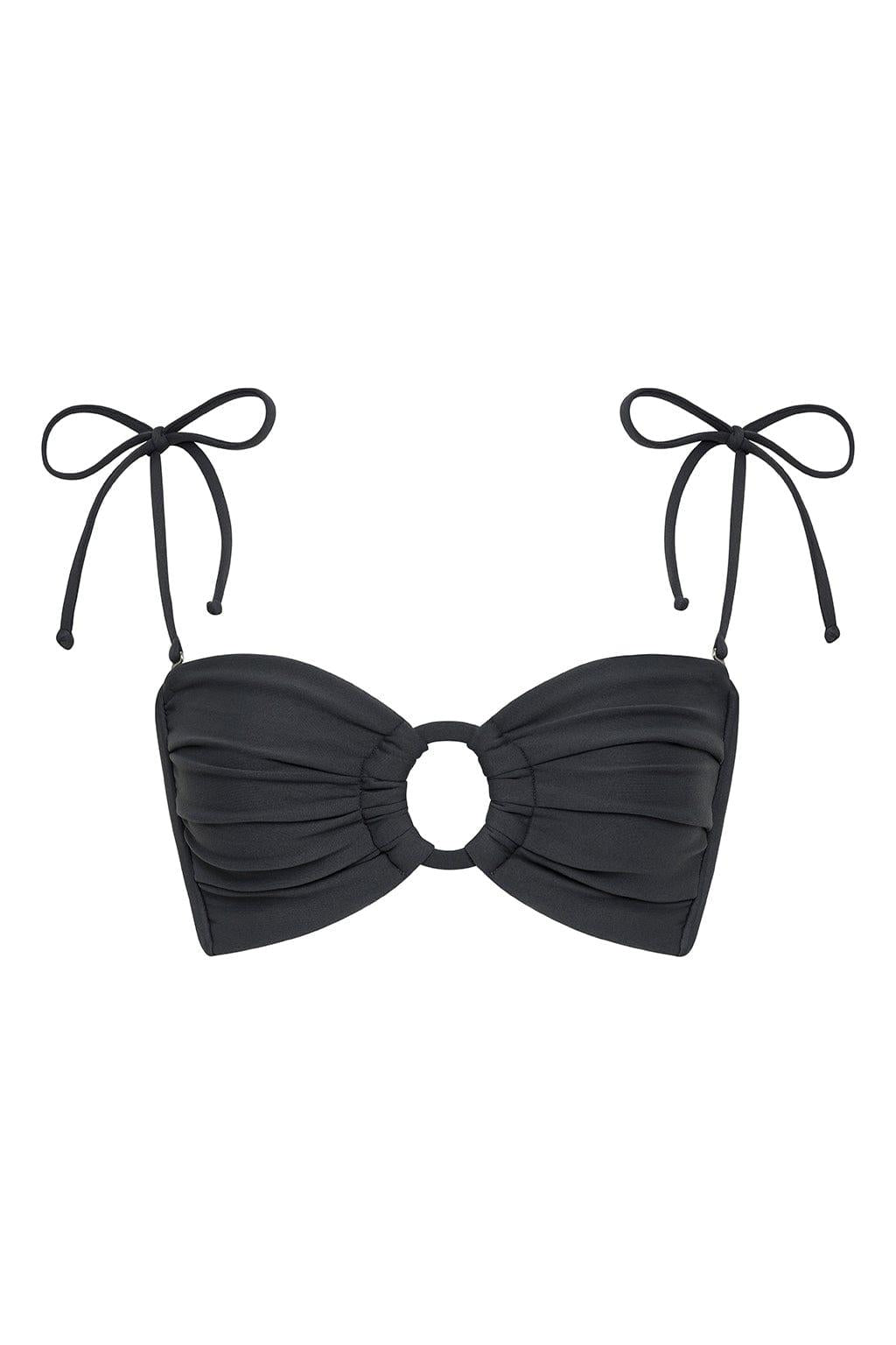 Charcoal Tori Ties Bandeau Bikini Top