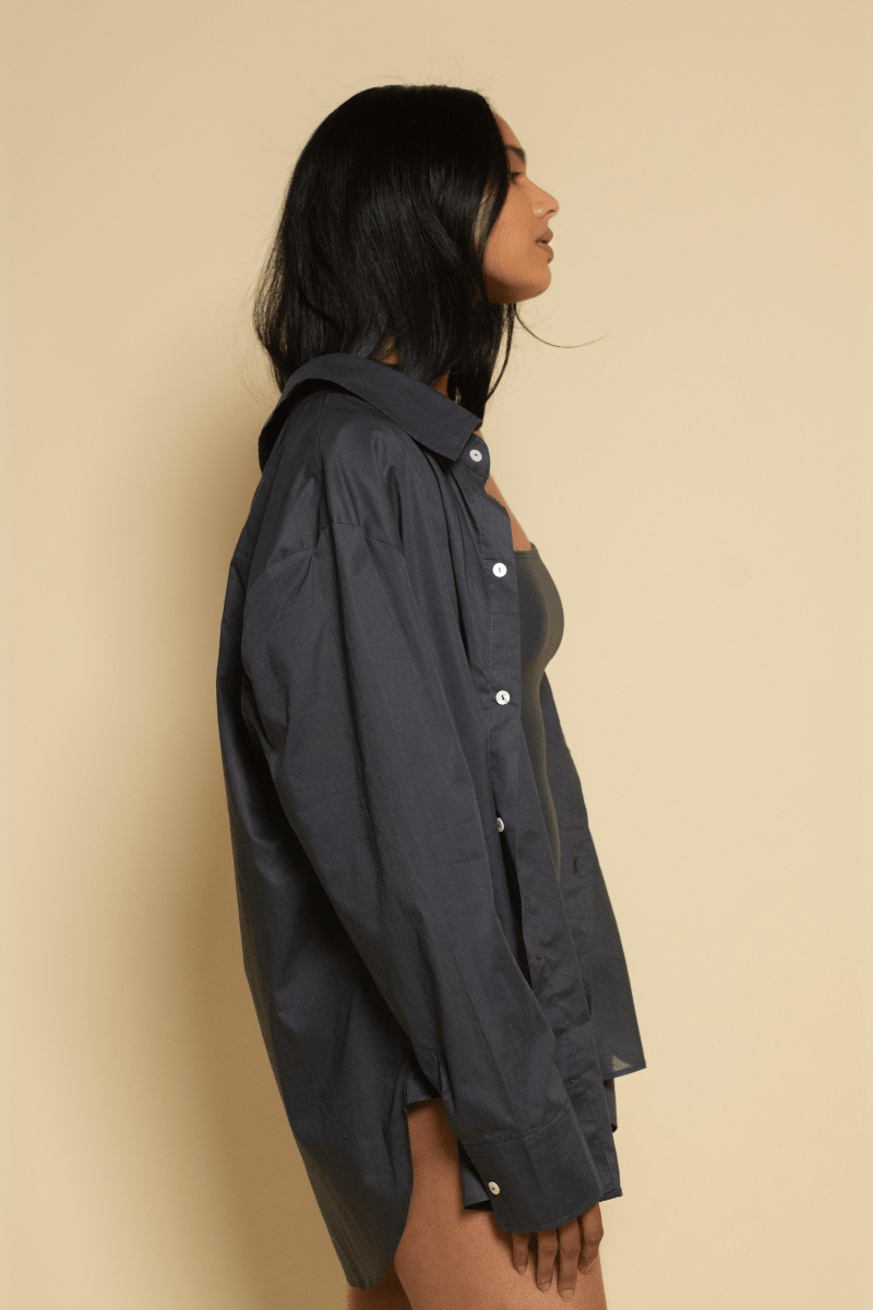 Charcoal Boyfriend Button Down Shirt