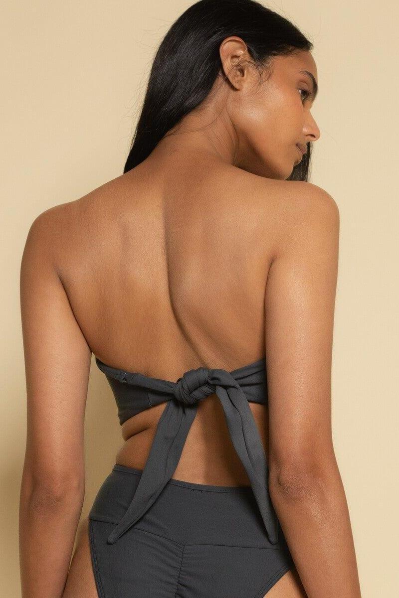 Charcoal Tori Ties Bandeau Bikini Top