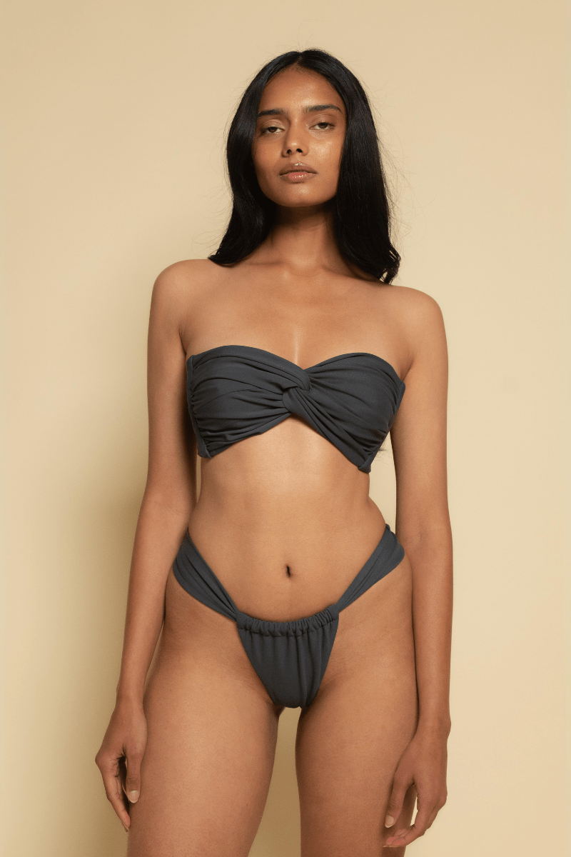 Charcoal Turban Bikini Top