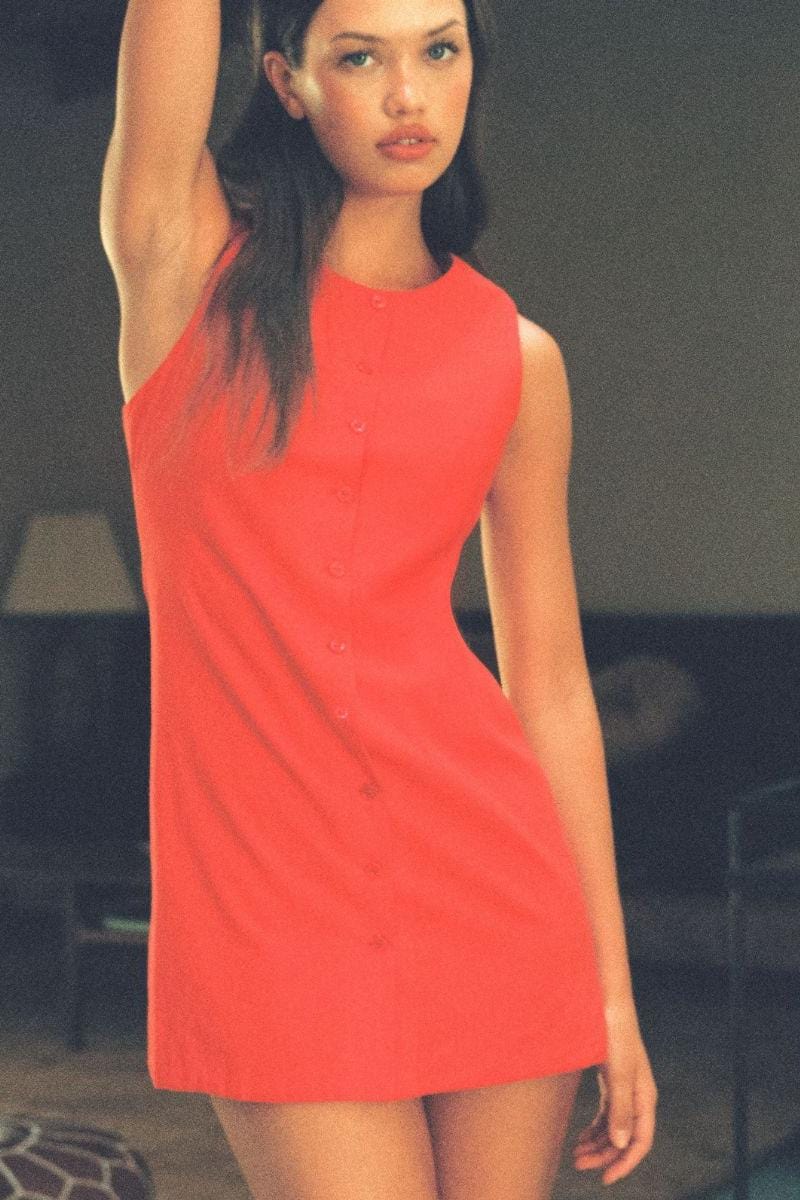 Cherry Button Down Tank Dress