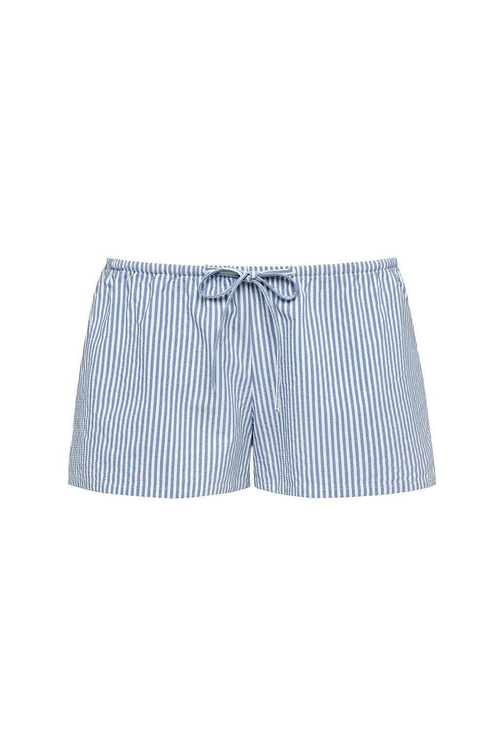 Classic Blue Stripe Low-Rise Drawstring Short