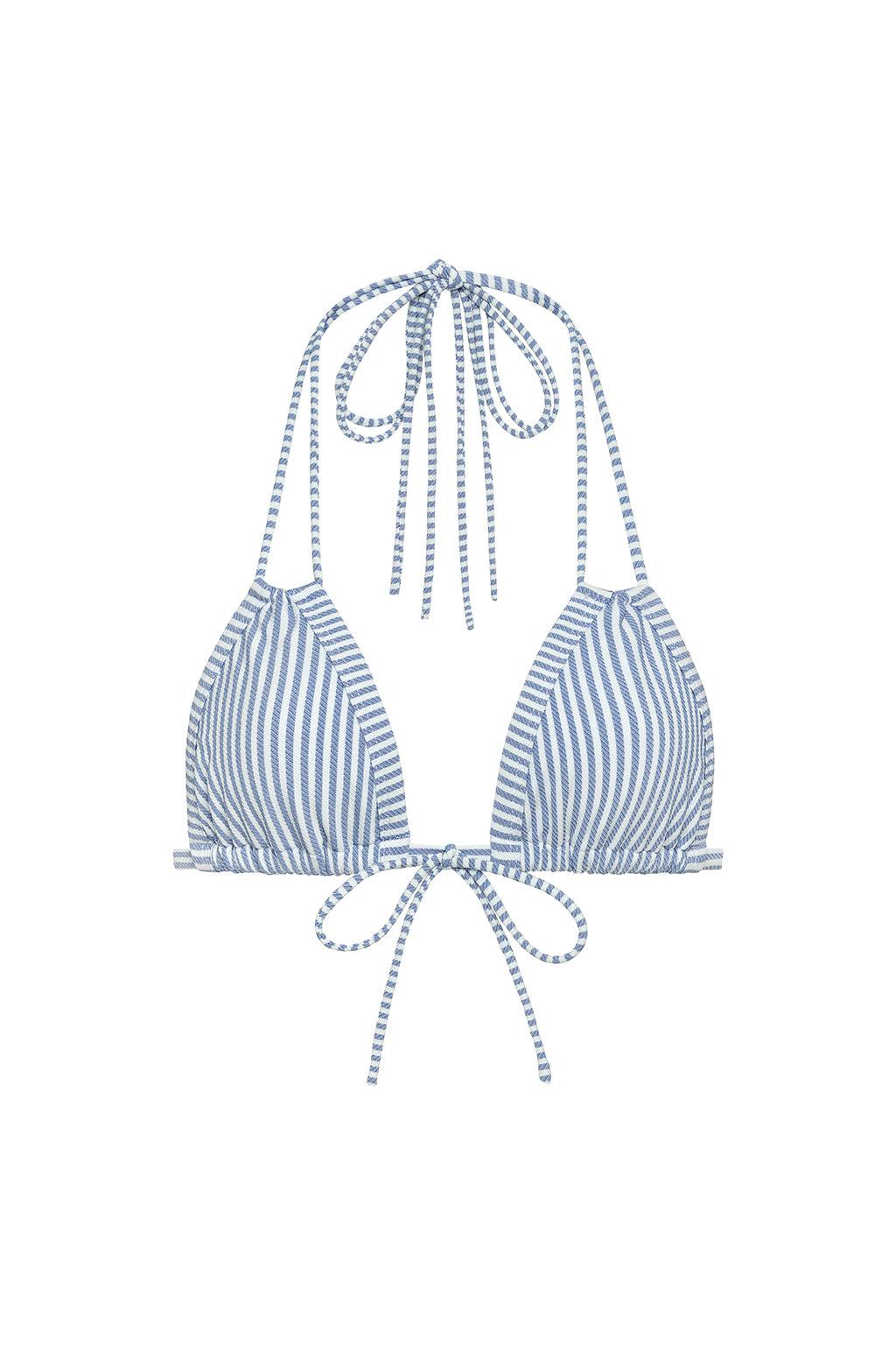 Classic Blue Stripe Euro Bow Bikini Top