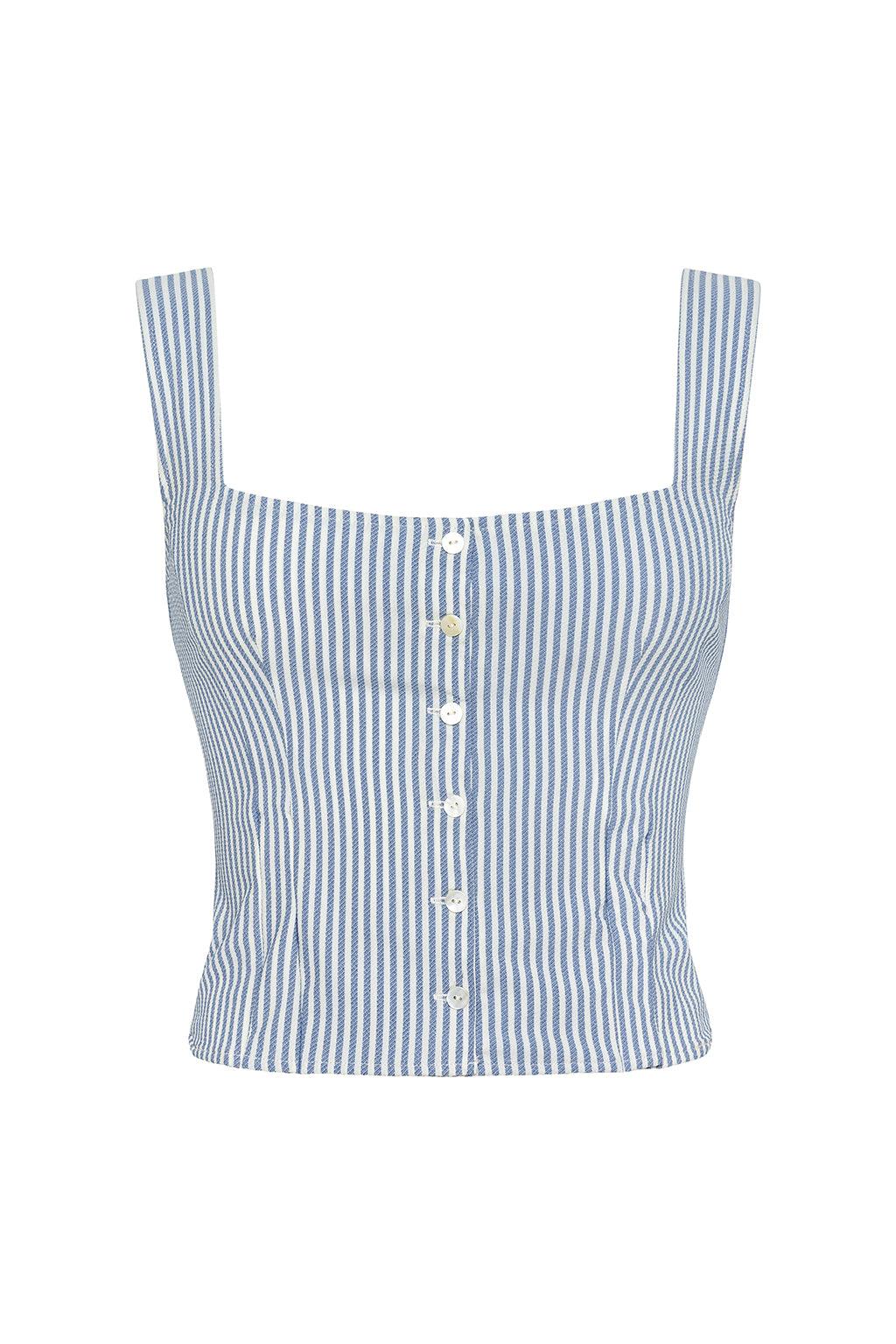 Classic Blue Stripe Mandy Top