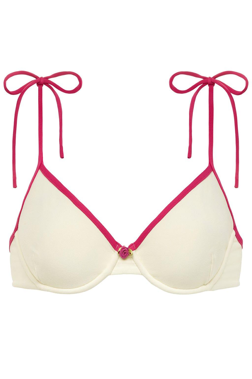 Cream Raspberry Binded Dainty Bikini Top