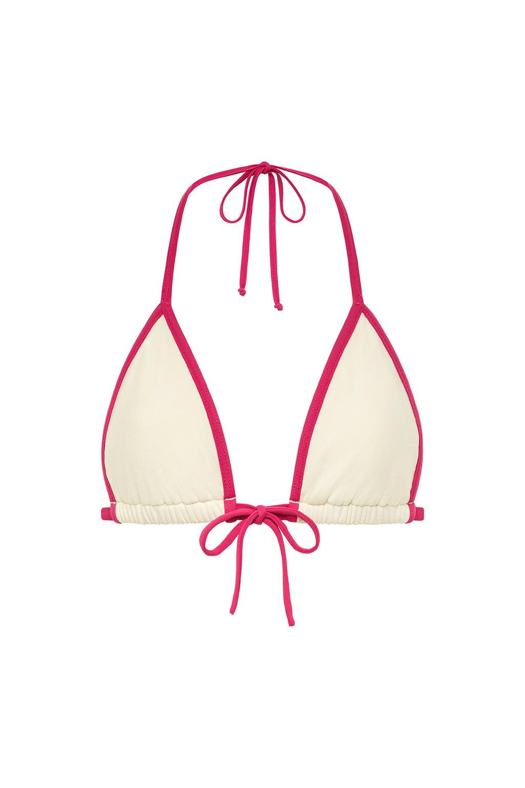 Cream Raspberry Binded Emma Bikini Top