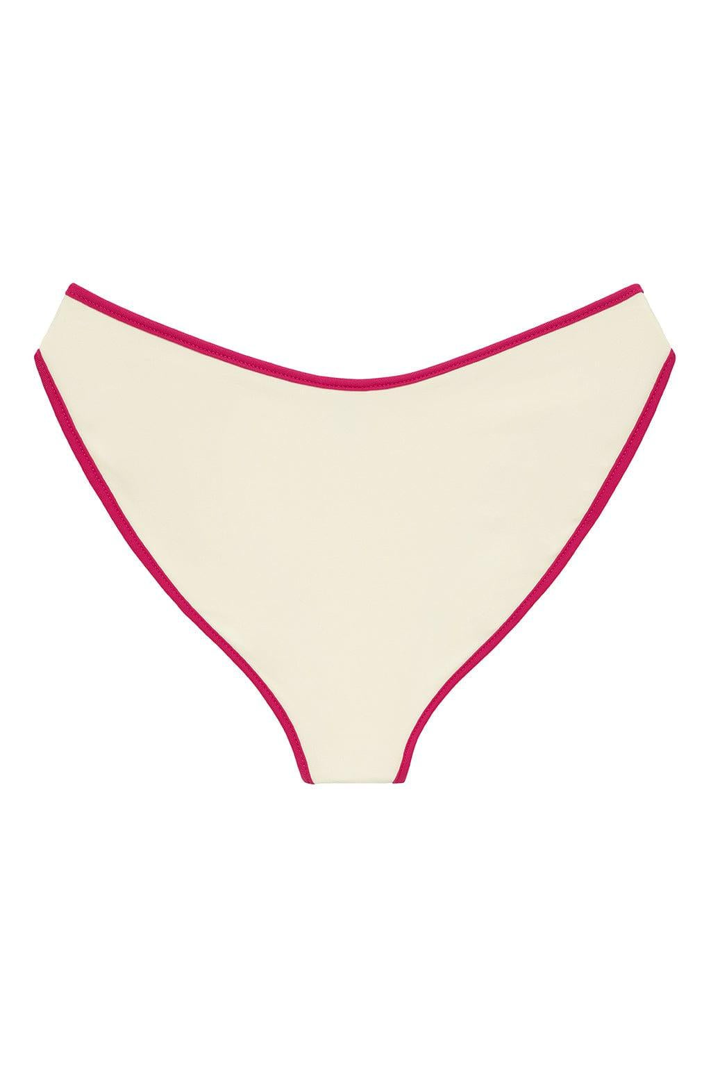 Cream Raspberry Binded Added Coverage Lulu Bikini Bottom