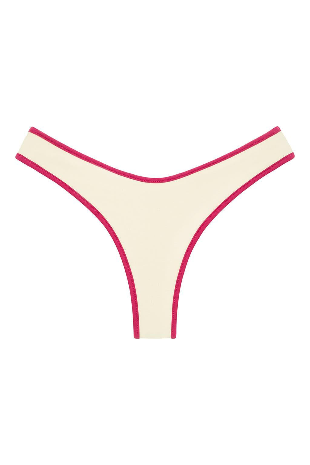 Cream Raspberry Binded Lulu Bikini Bottom
