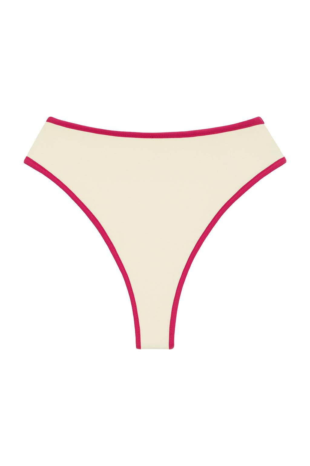 Cream Raspberry Binded Paula Bikini Bottom