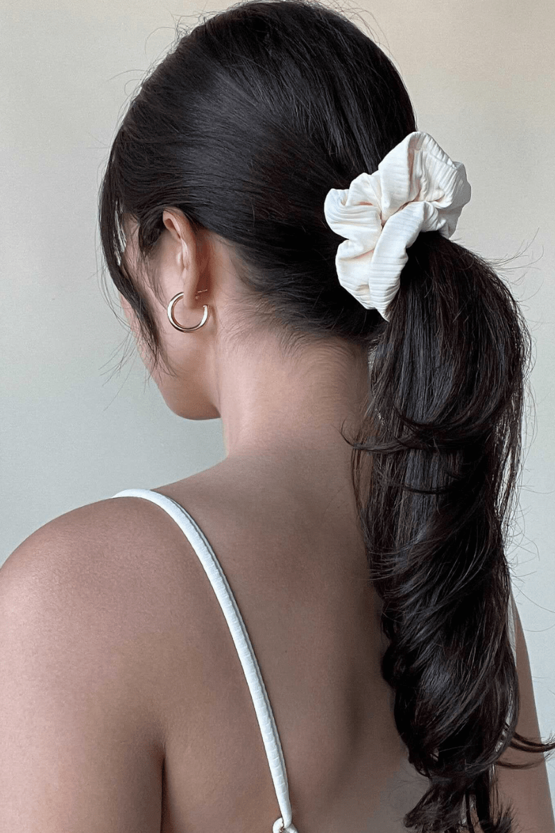 Cream Rib Scrunchie