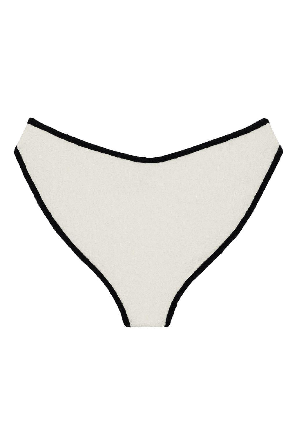 Cream (Black Binded) Terry Rib Added Coverage Lulu Bikini Bottom