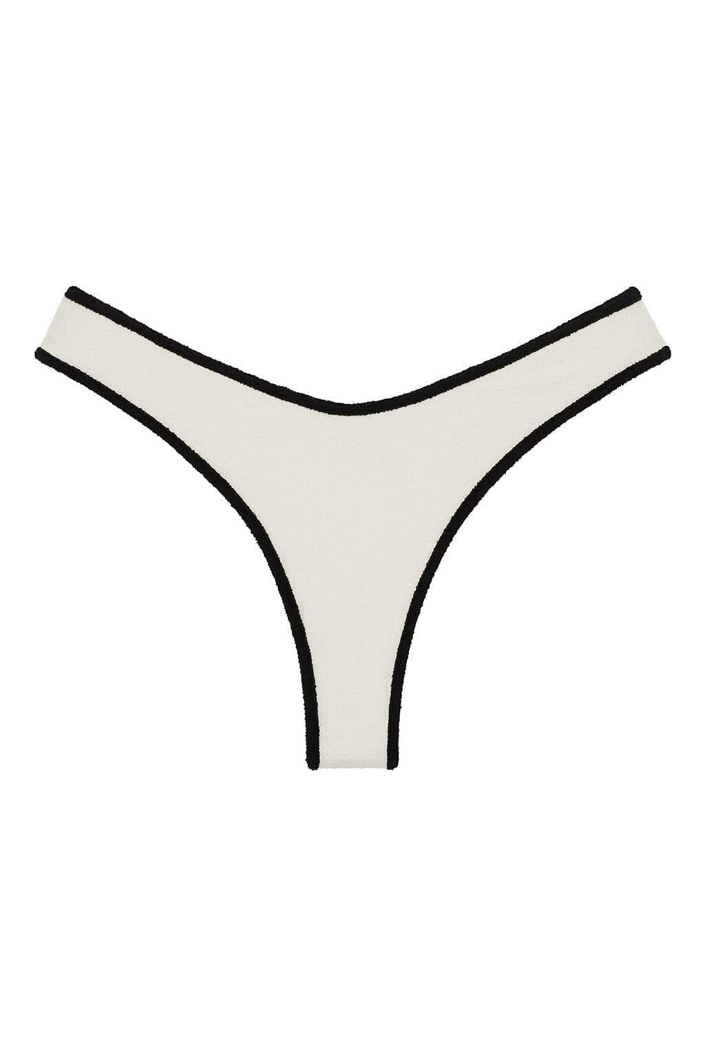 Cream (Black Binded) Terry Rib Lulu Bikini Bottom