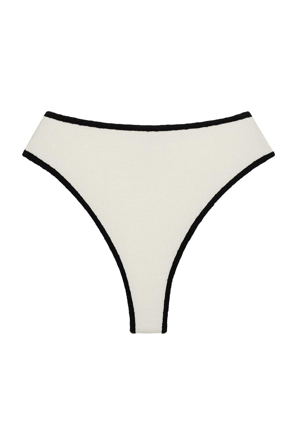 Cream (Black Binded) Terry Rib Paula Bikini Bottom