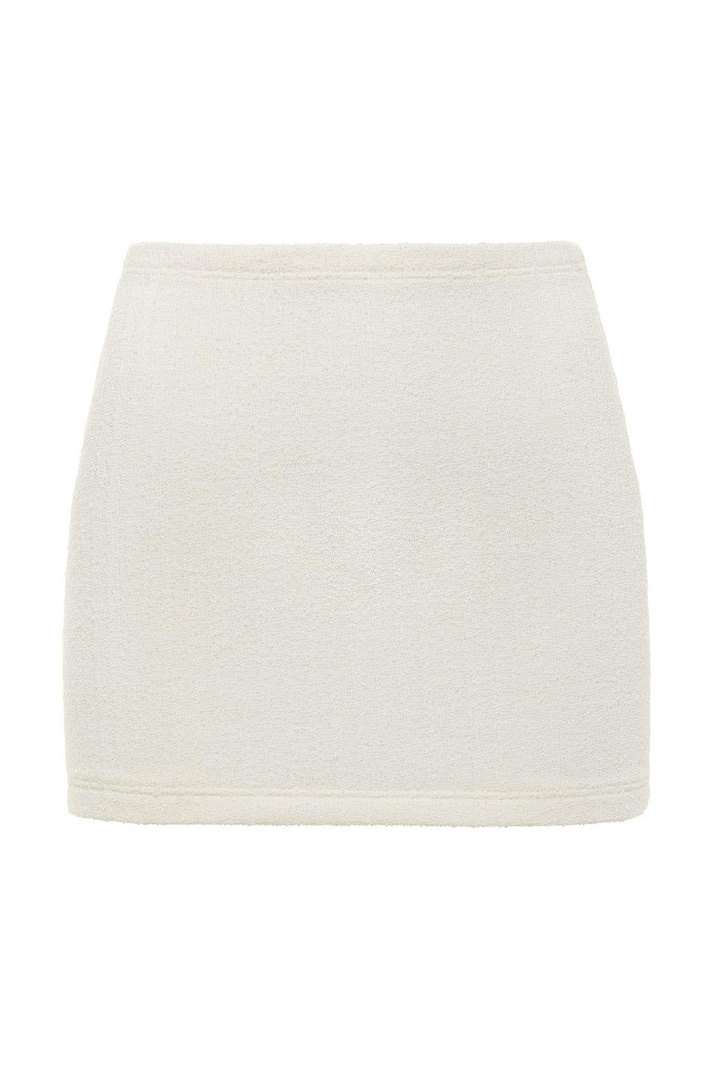 Cream Terry Rib Micro Skirt