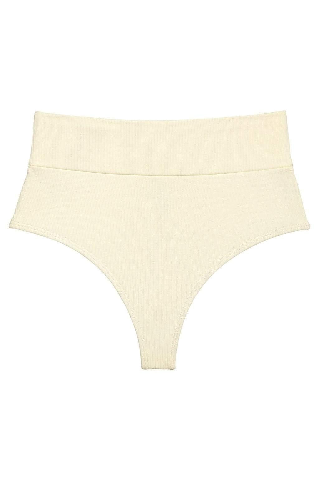 Cream Rib Added Coverage High Rise Bikini Bottom