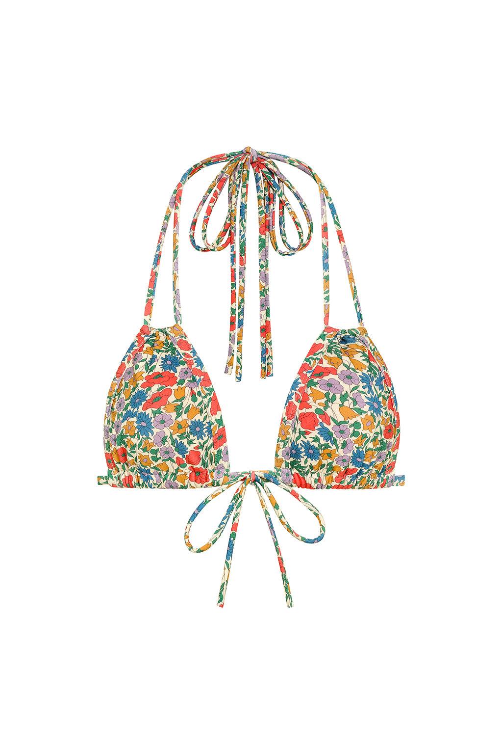 Florencia Floral Euro Bow Bikini Top
