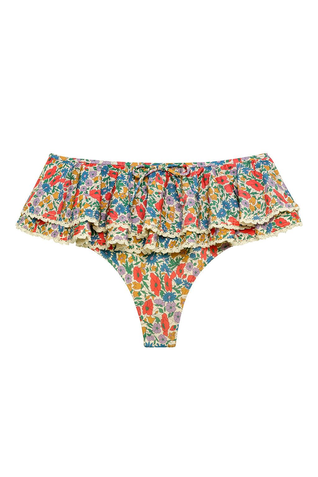 Florencia Floral Ruffle Hot Short w/Trim