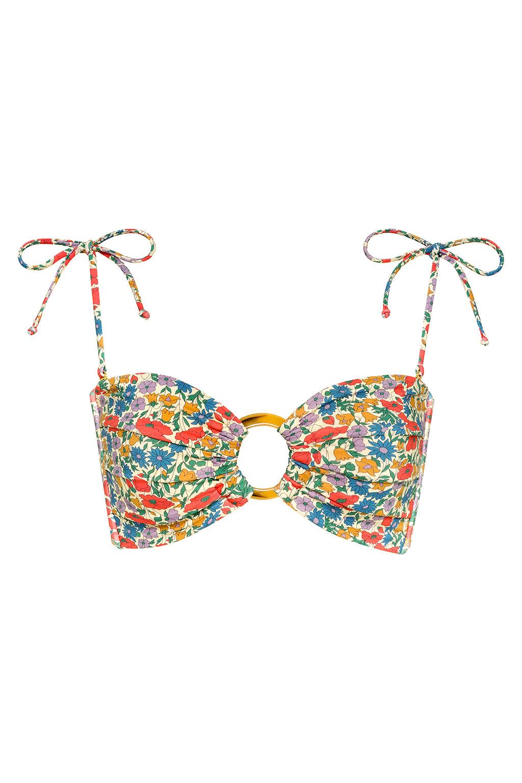 Florencia Floral Tori Ties Bandeau Bikini Top