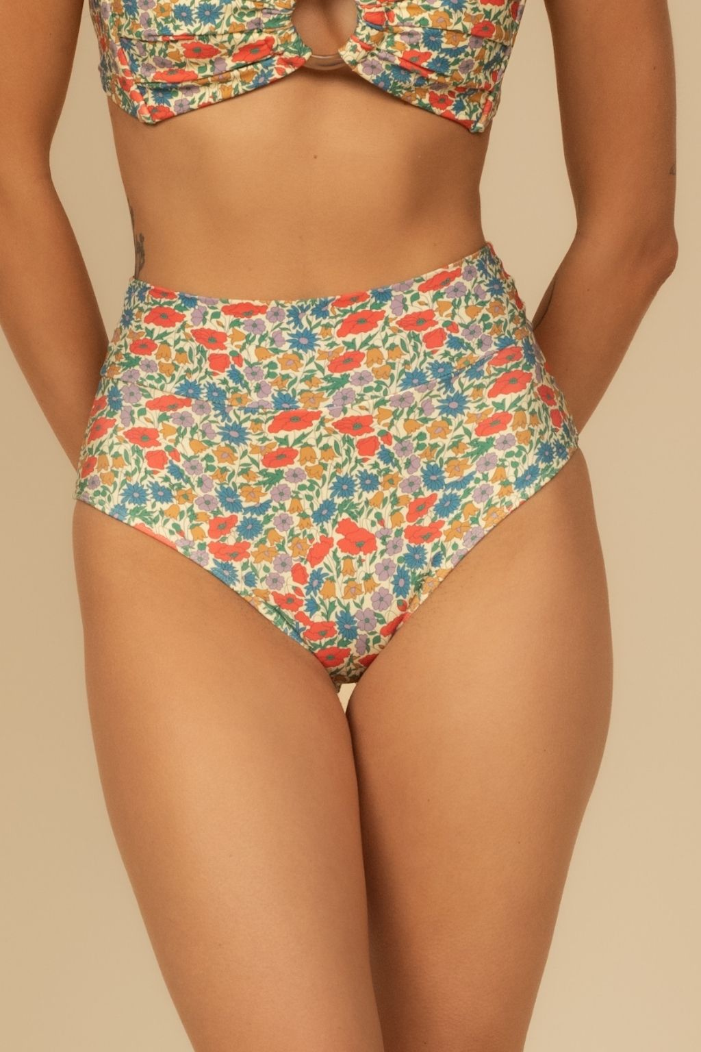 Florencia Floral Added Coverage High Rise Bikini Bottom
