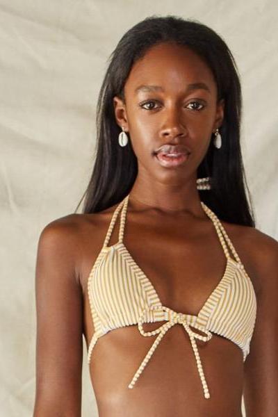 Canary Stripe Euro Bow Bikini Top
