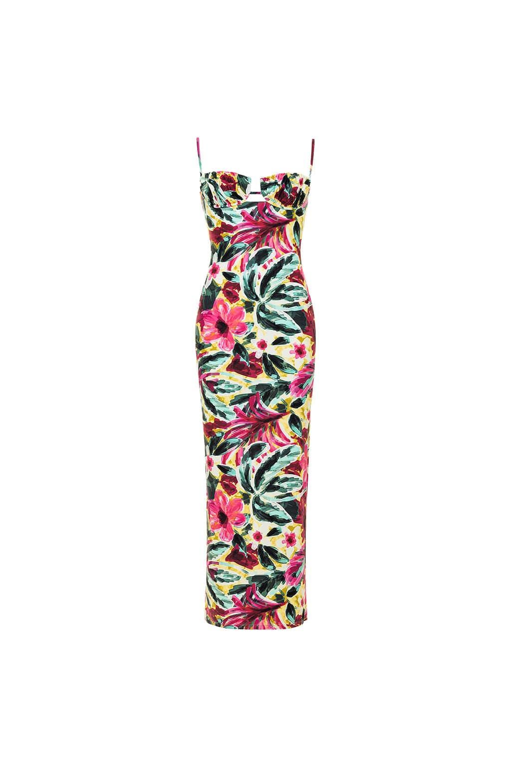 Isla Floral Petal Long Slip Dress