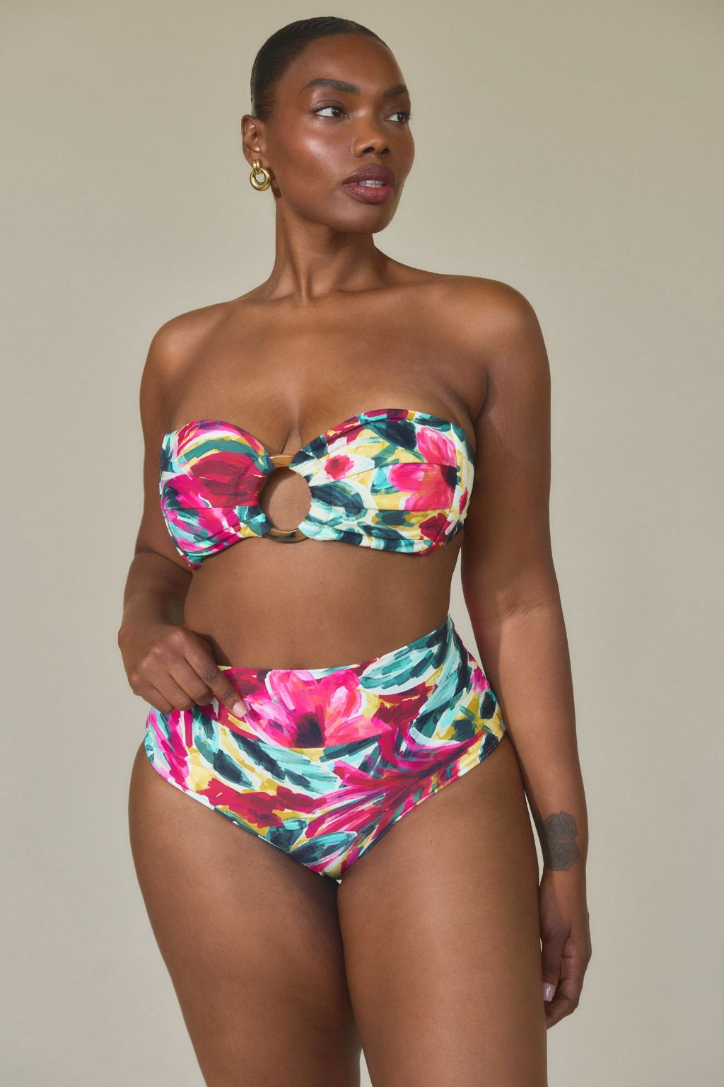 Isla Floral Added Coverage High Rise Bikini Bottom