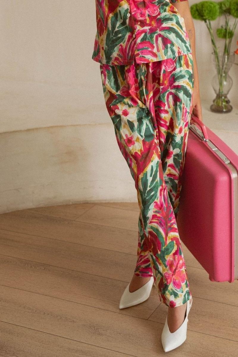 Isla Floral Wide-Leg Drawstring Pant