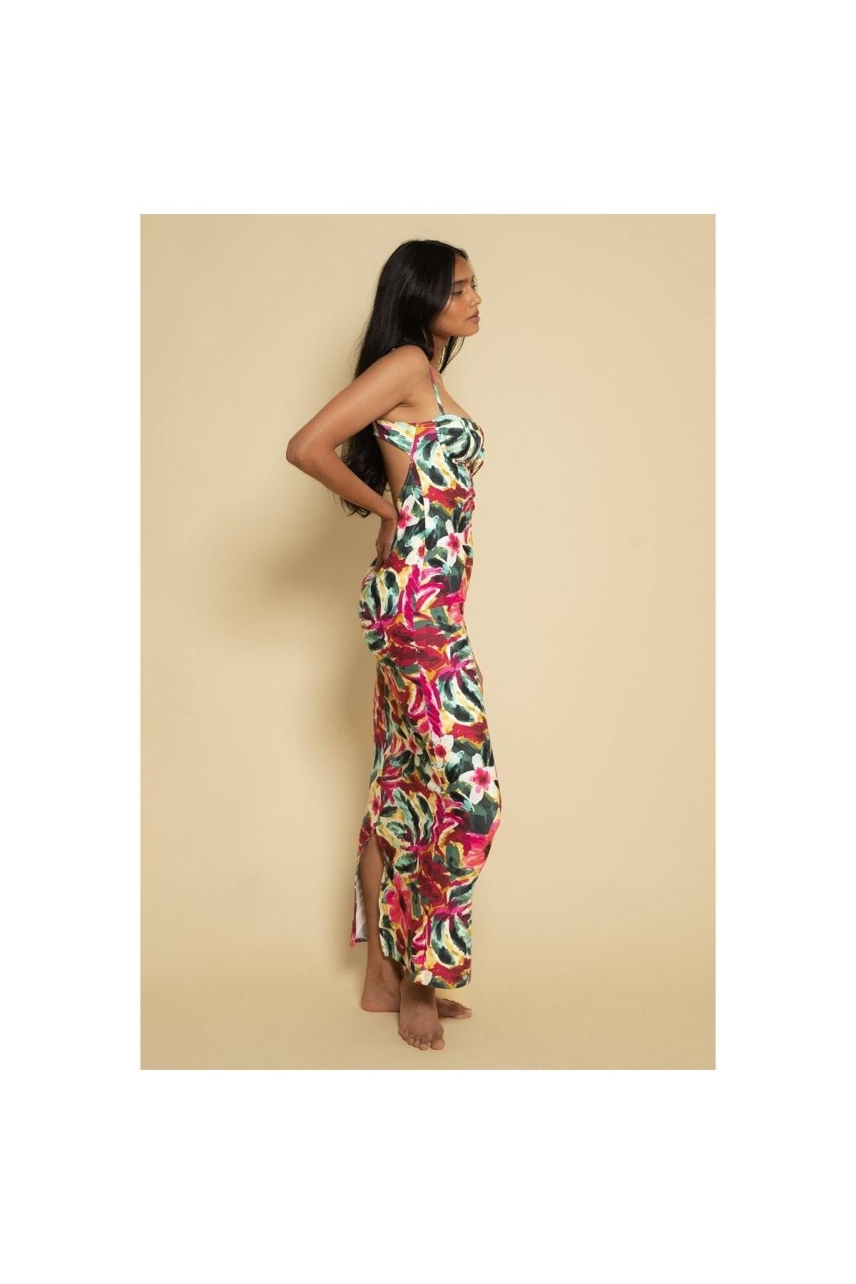 Isla Floral Petal Long Slip Dress