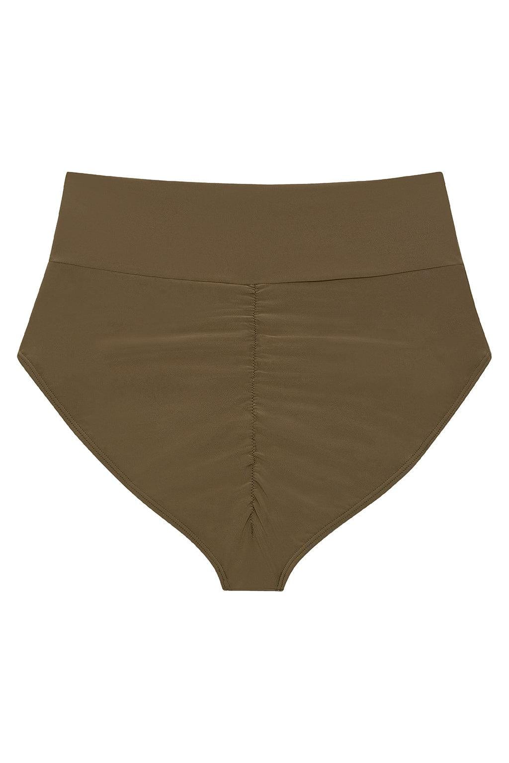 Khaki Full Coverage High Rise Bikini Bottom
