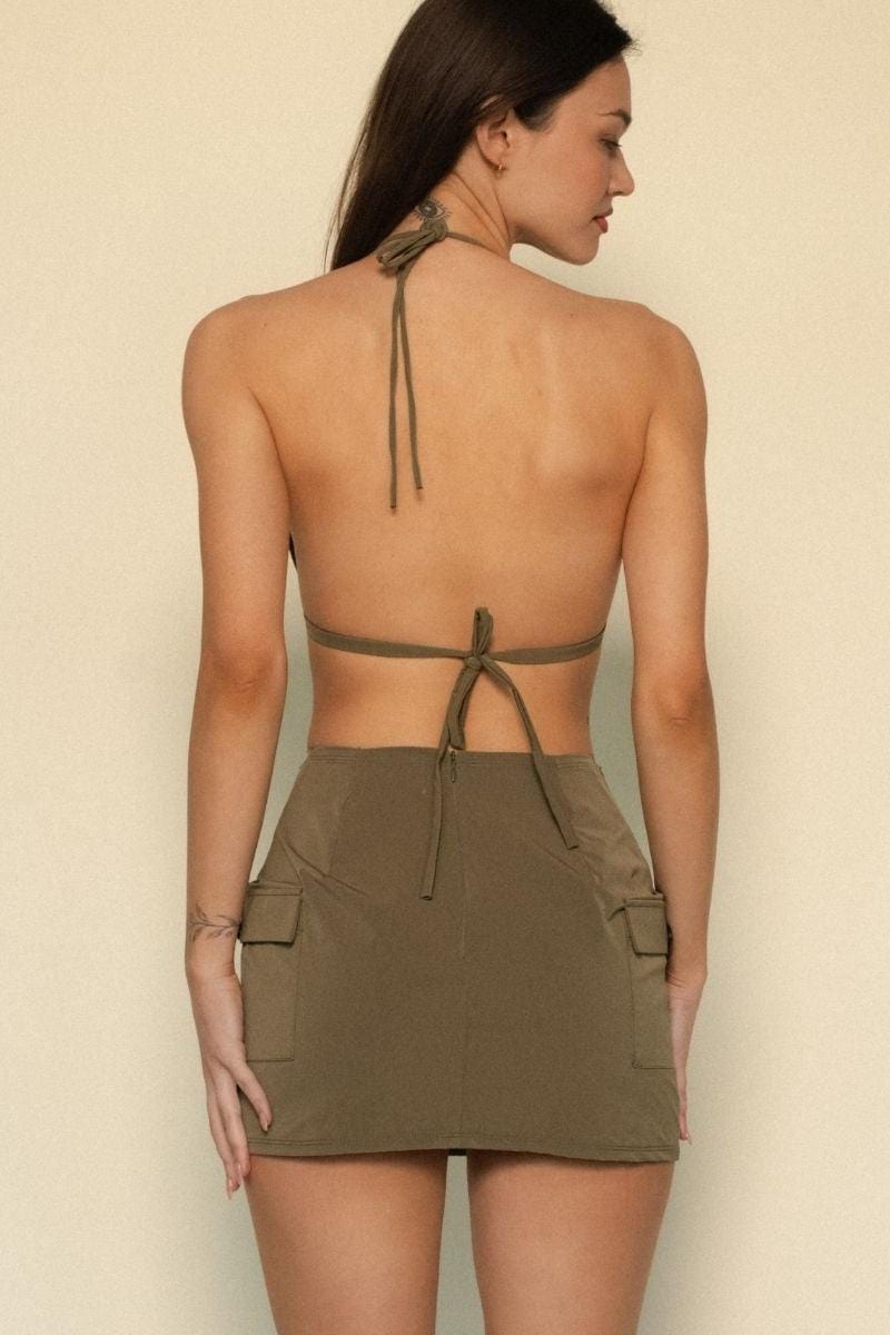 Khaki Cargo Skirt