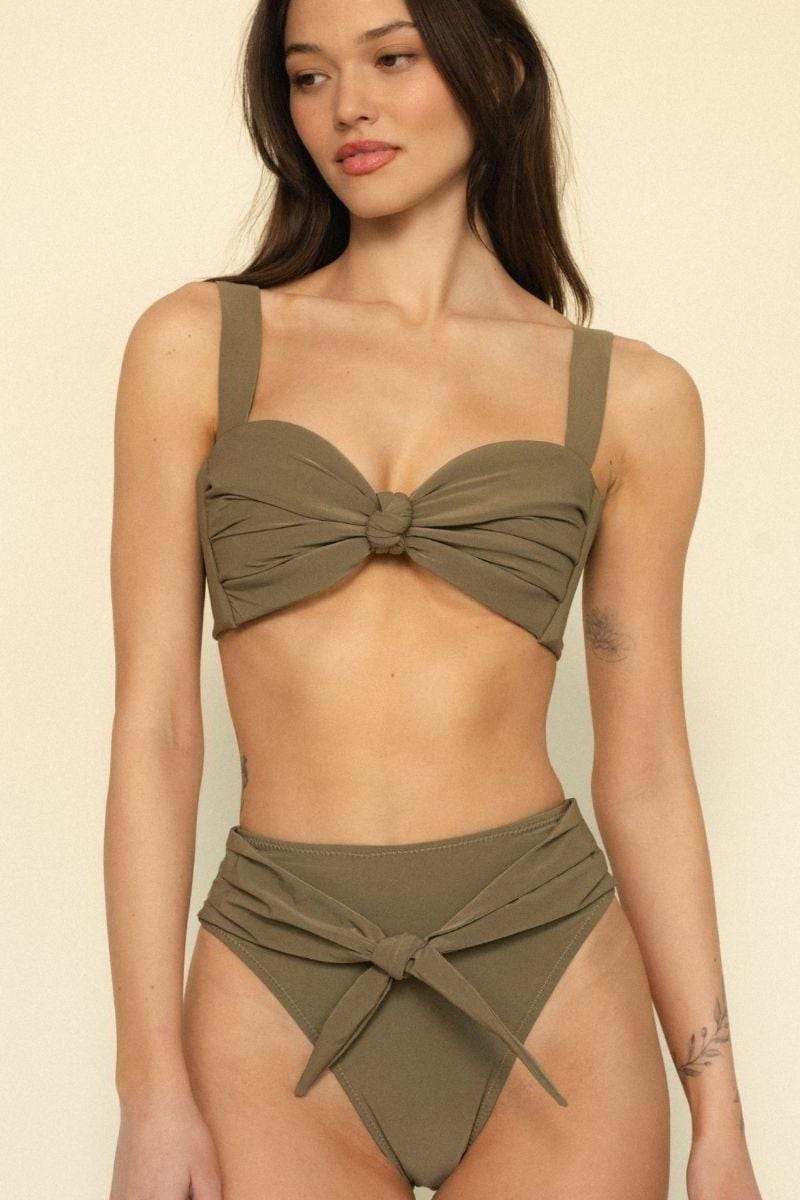Khaki Paula Tie-Up Bikini Bottom