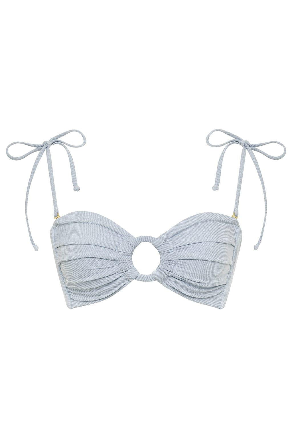Light Denim Tori Ties Bandeau Bikini Top
